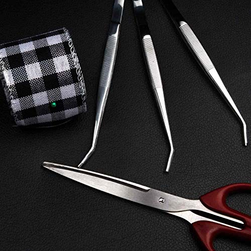 Stainless Steel Tweezers, with Curved Serrated Tip Multipurpose Tweezers Sewi...