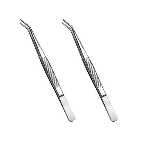 Stainless Steel Tweezers, with Curved Serrated Tip Multipurpose Tweezers Sewi...