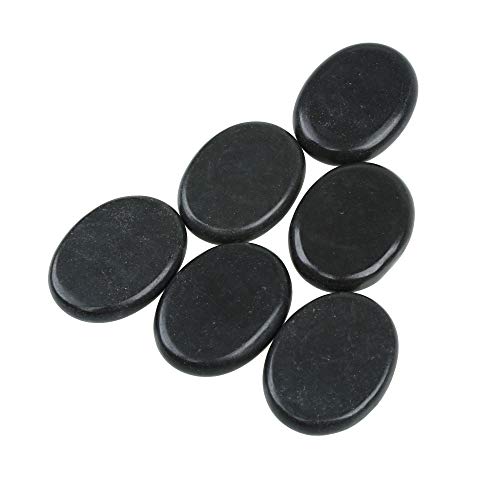 Romonacr 6Pcs Professional Massage Hot Stone Set Natural Lava Heated Stones B...