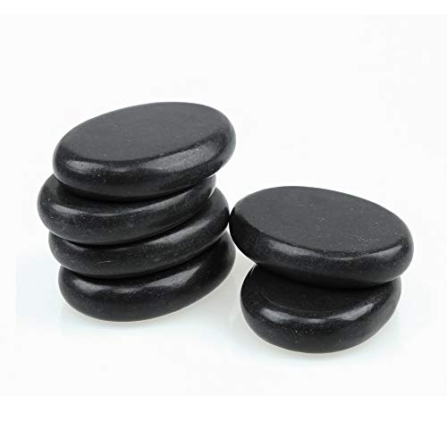 Romonacr 6Pcs Professional Massage Hot Stone Set Natural Lava Heated Stones B...