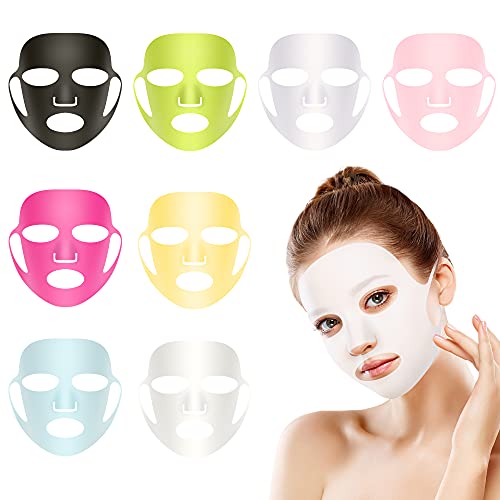 RONRONS 8 Pieces Silicone Facial Mask, Reusable Skin Mask Cover Face Wrap She...
