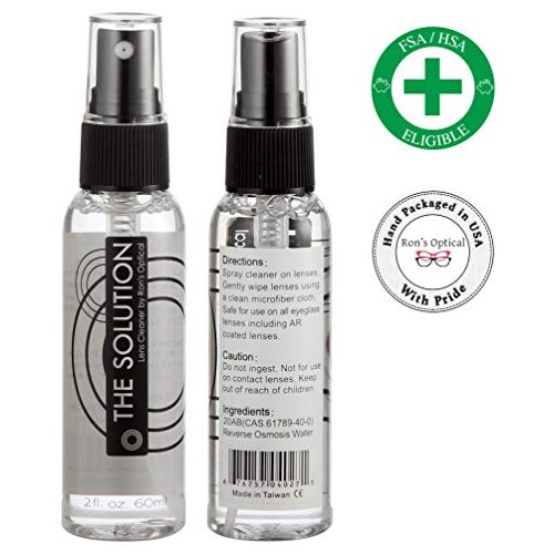 The Solution Lens Cleaner Spray | 2-2oz Alcohol Free Eyeglass Lens Cleaning S...