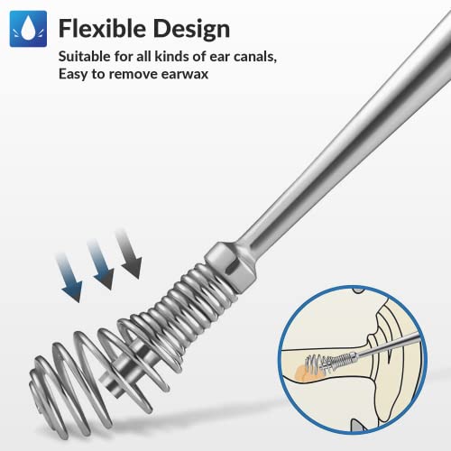 RONTEN 6pcs Ear Pick Earwax Removal Kit, Stainless Steel Ear Cleaning Tools w...