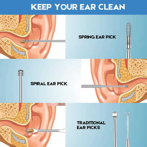 RONTEN 6pcs Ear Pick Earwax Removal Kit, Stainless Steel Ear Cleaning Tools w...