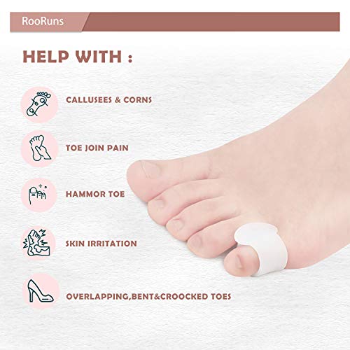 RooRuns 14 Pack White Gel Pinky Toe Separators for Overlapping Toes,Hammer To...