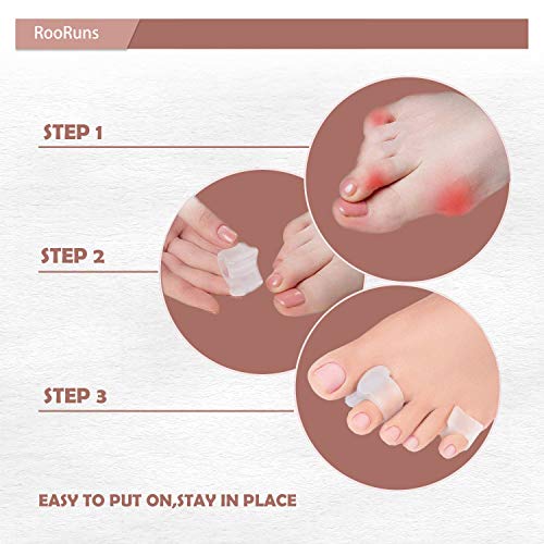 RooRuns 14 Pack White Gel Pinky Toe Separators for Overlapping Toes,Hammer To...
