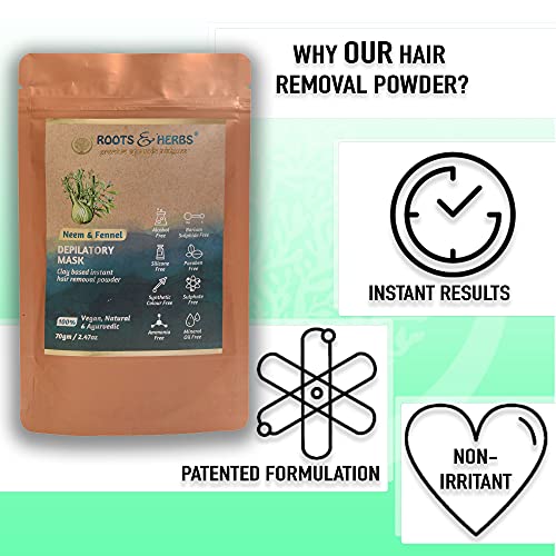 ROOTS AND HERBS Vegan Hair Removal - Neem and Fennel Depilatory Mask - Men an...