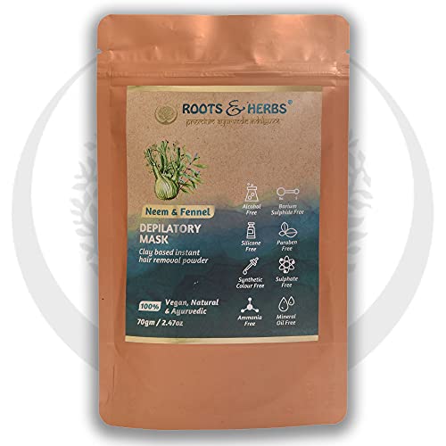ROOTS AND HERBS Vegan Hair Removal - Neem and Fennel Depilatory Mask - Men an...