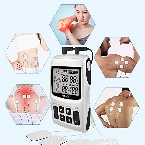 roovjoy Tens Unit EMS Muscle Stimulator Massager for Pain Relief Electrodes T...