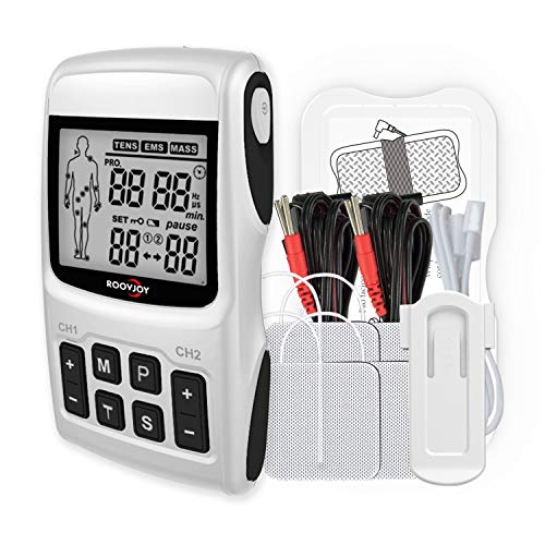 roovjoy Tens Unit EMS Muscle Stimulator Massager for Pain Relief Electrodes T...