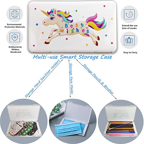 2 Pack Cute Unicorn Face Mask Case Portable for Kids Girls,Face Mask Storage ...