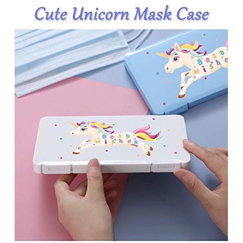 2 Pack Cute Unicorn Face Mask Case Portable for Kids Girls,Face Mask Storage ...