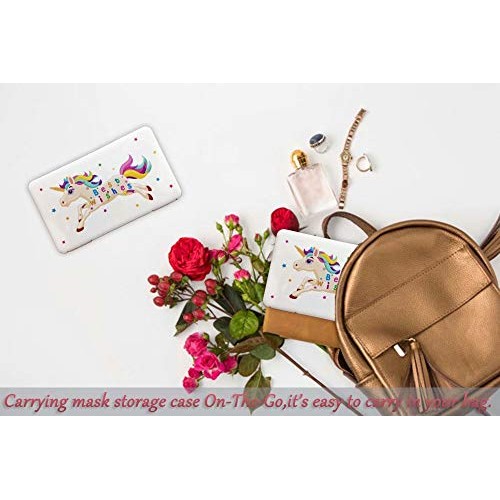 2 Pack Cute Unicorn Face Mask Case Portable for Kids Girls,Face Mask Storage ...