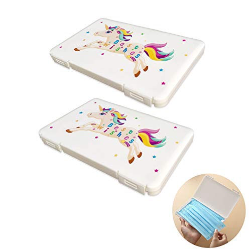 2 Pack Cute Unicorn Face Mask Case Portable for Kids Girls,Face Mask Storage ...