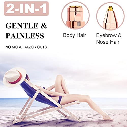 Facial Hair Remover for Women, Eyebrow Trimmer Nose Hair Razor 2-in-1, Mini B...