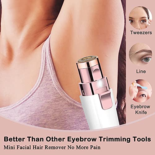 Facial Hair Remover for Women, Eyebrow Trimmer Nose Hair Razor 2-in-1, Mini B...