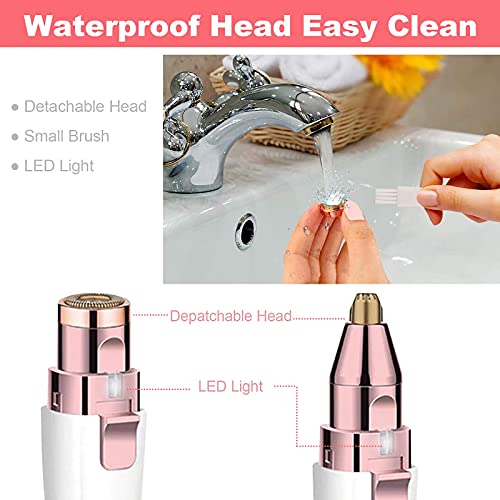 Facial Hair Remover for Women, Eyebrow Trimmer Nose Hair Razor 2-in-1, Mini B...