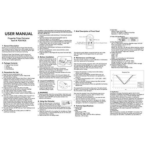 Roscoe Medical Finger Pulse Oximeter Oxygen Saturation Monitor - Pulse Ox Fin...
