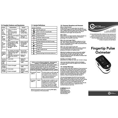 Roscoe Medical Finger Pulse Oximeter Oxygen Saturation Monitor - Pulse Ox Fin...