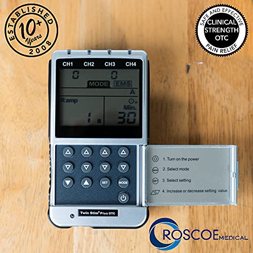 Roscoe Medical TENS Unit and EMS Muscle Stimulator - 4-Channel OTC TENS Machi...