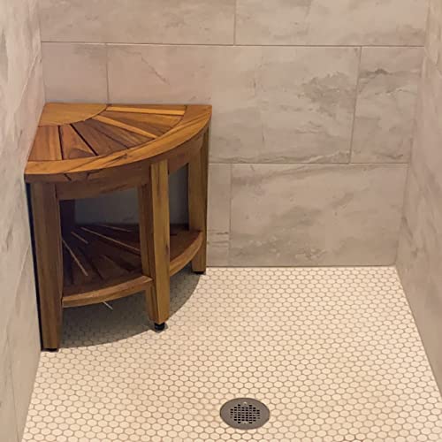 Teak Shower Bench, Teak Shower Stool, 18" Teak Wood Bath Spa Shower Stool Cor...