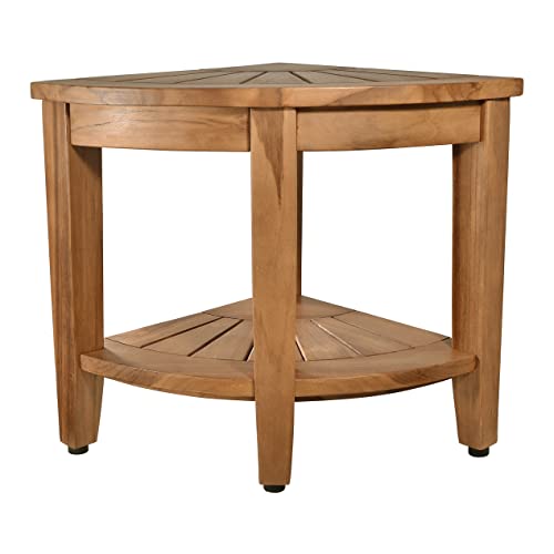 Teak Shower Bench, Teak Shower Stool, 18" Teak Wood Bath Spa Shower Stool Cor...