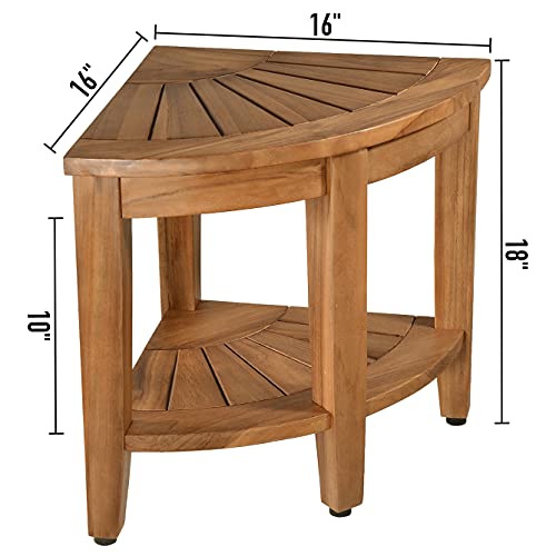 Teak Shower Bench, Teak Shower Stool, 18" Teak Wood Bath Spa Shower Stool Cor...