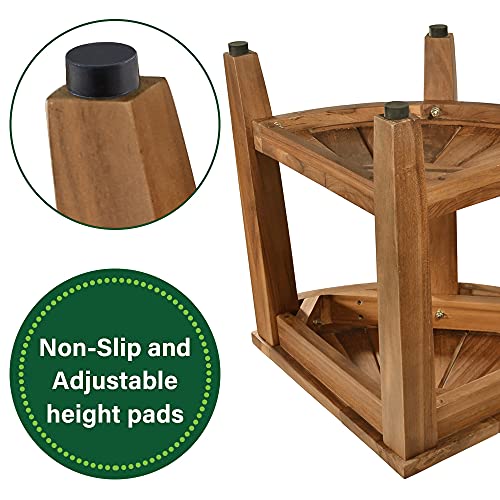 Teak Shower Bench, Teak Shower Stool, 18" Teak Wood Bath Spa Shower Stool Cor...