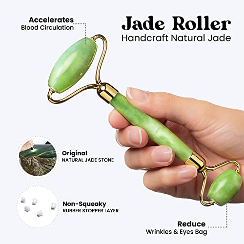 ROSELYNBOUTIQUE Jade Roller Gua Sha Facial Tools Set - Beauty Skin Care Face ...