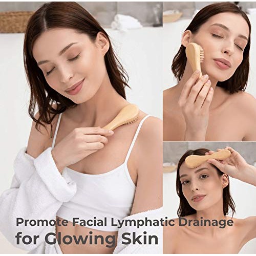 Dry Brushing Body Brush Set - Best for Cellulite, Lymphatic Drainage & Skin E...