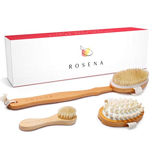 Dry Brushing Body Brush Set - Best for Cellulite, Lymphatic Drainage & Skin E...