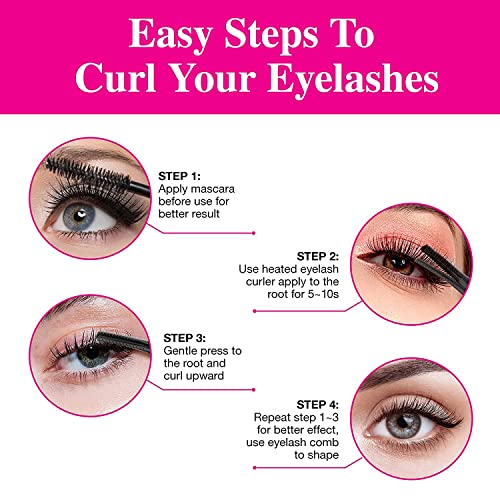 ROSETRA Heated Eyelash Curler, Electric Eyelash Curler with Comb and Clip, US...