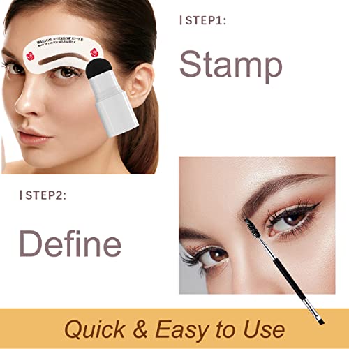 Eyebrow Stamp Stencil Kit, One Step Eyebrow Stamp and Shaping Kit, Perfect Ey...
