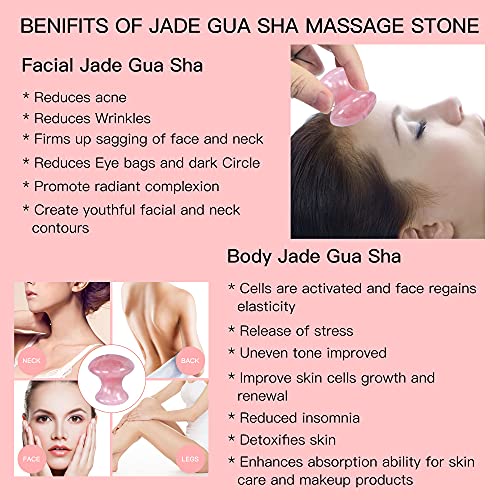 Gua Sha Facial Tools, Rosy Finch Jade Roller Guasha Massage Rose Quartz Mushr...
