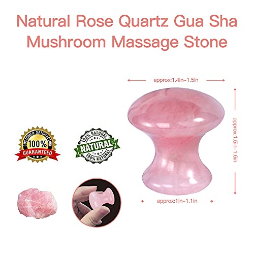 Gua Sha Facial Tools, Rosy Finch Jade Roller Guasha Massage Rose Quartz Mushr...
