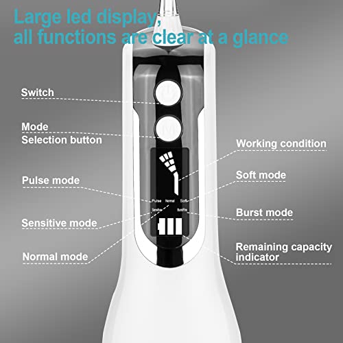 Rosydawn Cordless Water Dental Flosser Oral Irrigator with OLED Display 5 Mod...