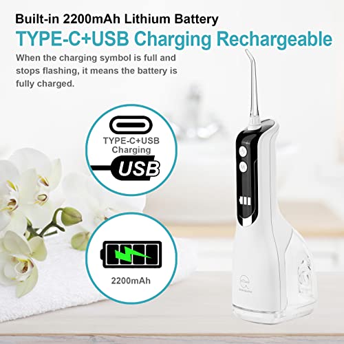 Rosydawn Cordless Water Dental Flosser Oral Irrigator with OLED Display 5 Mod...