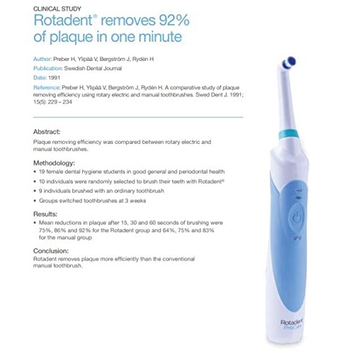 Rotadent ProCare Professional Rotary Toothbrush with Dock Charger, 2 Brush He...
