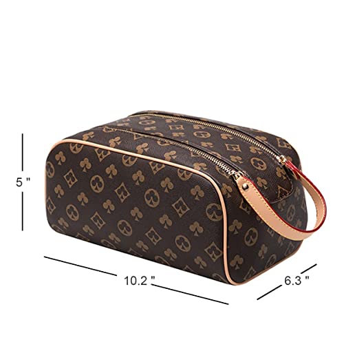 Toiletry Bag for Men & Women, Portable Vegan Leather Large Retro Cosmetic Zip...