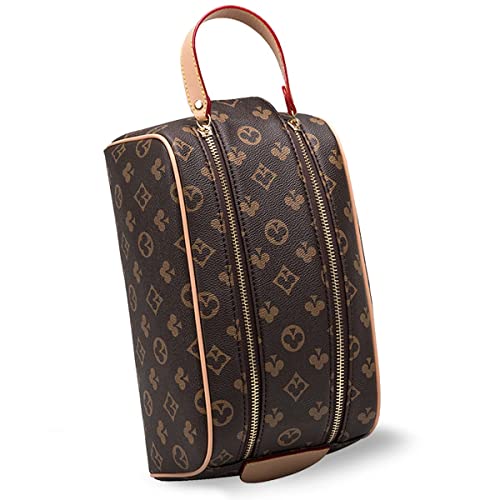 Toiletry Bag for Men & Women, Portable Vegan Leather Large Retro Cosmetic Zip...