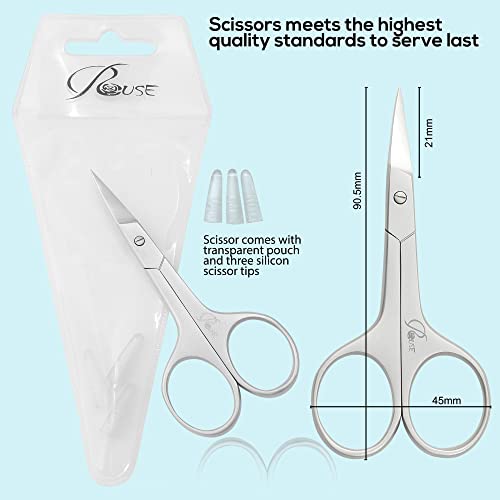 ROUSE cuticle nail scissors curved blades-Eyebrow scissors-Professional Beaut...