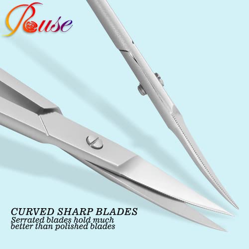 ROUSE cuticle nail scissors curved blades-Eyebrow scissors-Professional Beaut...