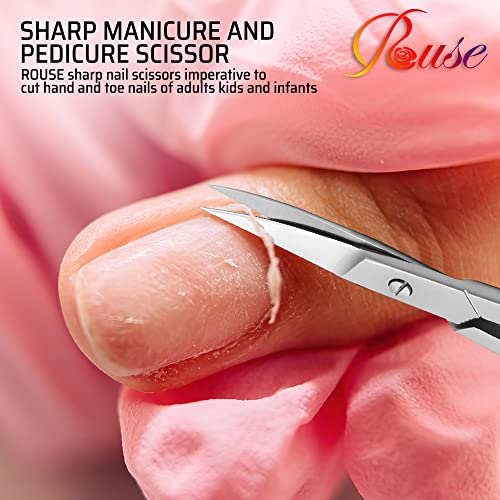ROUSE cuticle nail scissors curved blades-Eyebrow scissors-Professional Beaut...