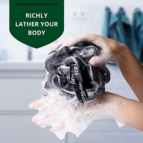 Loofah Charcoal Bath Sponge XL,75g - 3-Pack, Extra Large Mesh Pouf Soft Scrub...