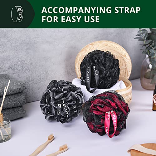 Loofah Charcoal Bath Sponge XL,75g - 3-Pack, Extra Large Mesh Pouf Soft Scrub...