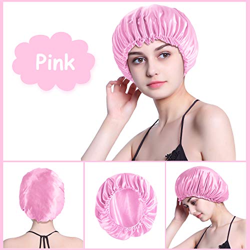 4PCS Satin Bonnet for Women Natural Curly Hair,C