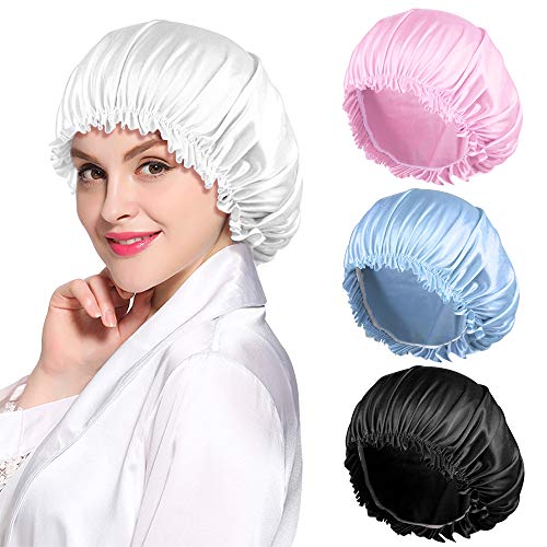 4PCS Satin Bonnet for Women Natural Curly Hair,C