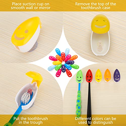 24 Pcs Toothbrush Head Cover Cap Suction Cup Toothbrush Case Smile Face Porta...