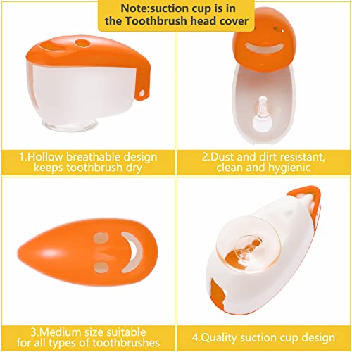 24 Pcs Toothbrush Head Cover Cap Suction Cup Toothbrush Case Smile Face Porta...