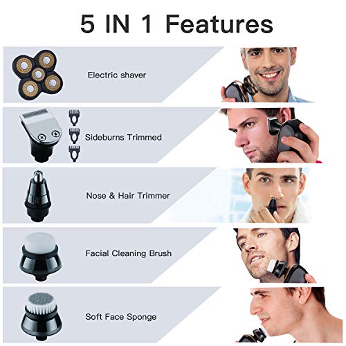 Electric Razor for Men Head Shaver for Bald Men Grooming Kit 5 in 1 Wet Dry R...